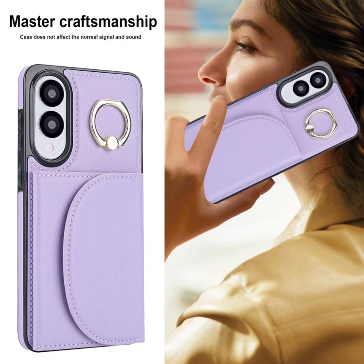 For Samsung Galaxy S25 Edge 5G Ring Holder Card Bag Skin Feel Phone Case