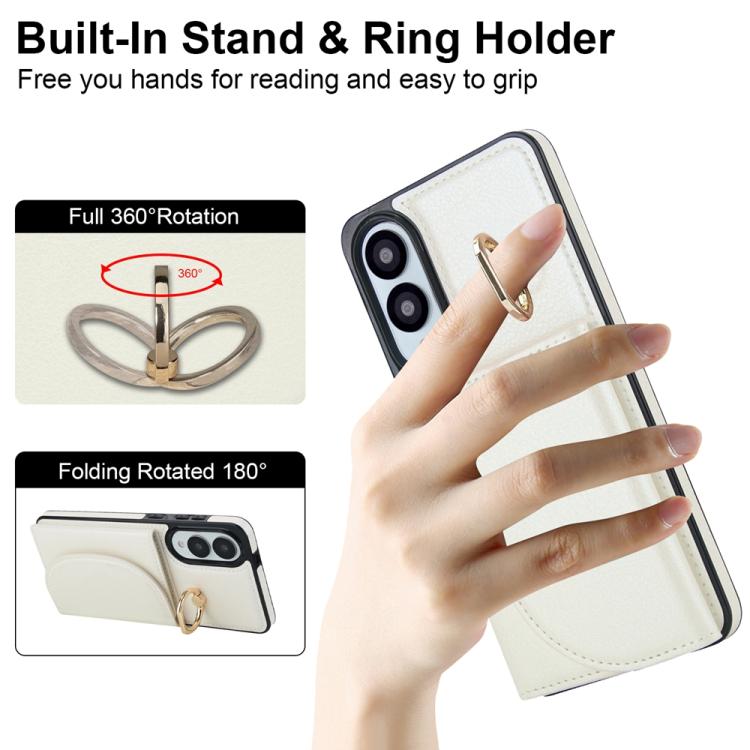 For Samsung Galaxy S25 Edge 5G Ring Holder Card Bag Skin Feel Phone Case