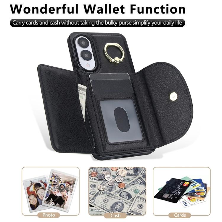For Samsung Galaxy S25 Edge 5G Ring Holder Card Bag Skin Feel Phone Case