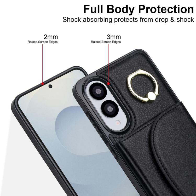For Samsung Galaxy S25 Edge 5G Ring Holder Card Bag Skin Feel Phone Case