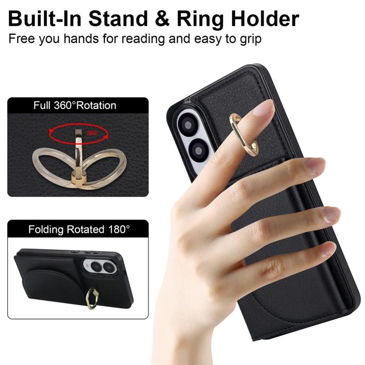 For Samsung Galaxy S25 Edge 5G Ring Holder Card Bag Skin Feel Phone Case