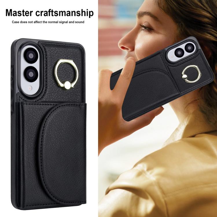 For Samsung Galaxy S25 Edge 5G Ring Holder Card Bag Skin Feel Phone Case