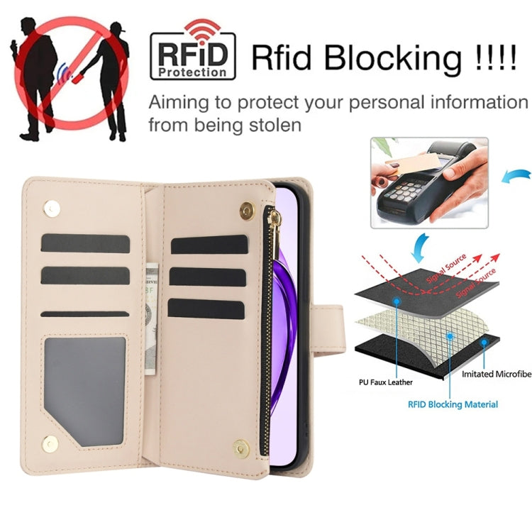 For OPPO A3 4G / 5G Global / A3X 4G / 5G India Rhombic Zipper Card Wallet Leather Phone Case with Lanyard