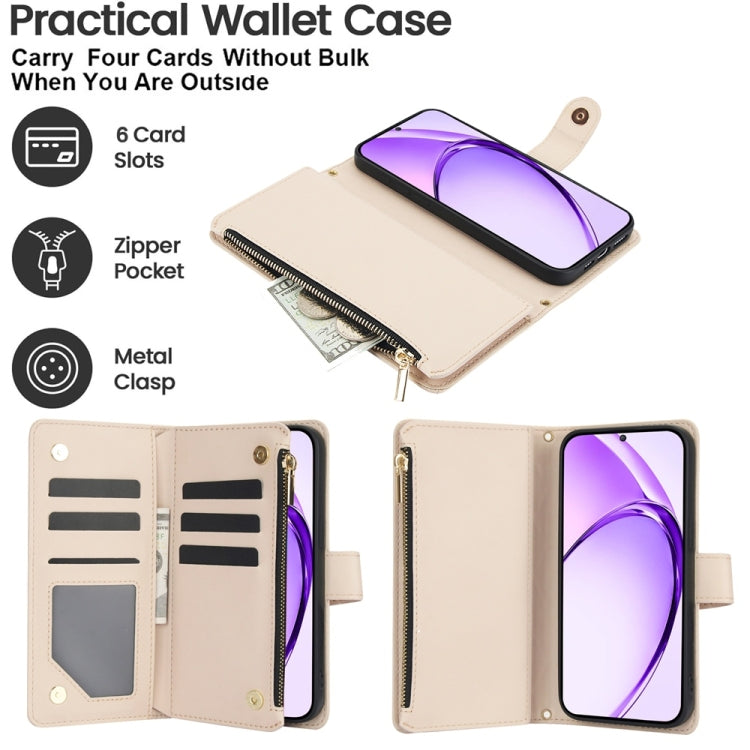 For OPPO A3 4G / 5G Global / A3X 4G / 5G India Rhombic Zipper Card Wallet Leather Phone Case with Lanyard