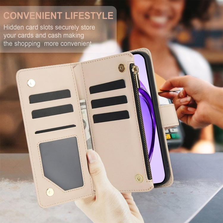 For OPPO A3 4G / 5G Global / A3X 4G / 5G India Rhombic Zipper Card Wallet Leather Phone Case with Lanyard