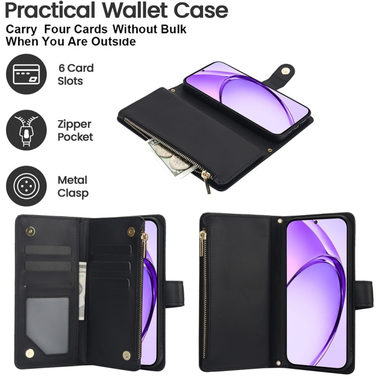 For OPPO A3 4G / 5G Global / A3X 4G / 5G India Rhombic Zipper Card Wallet Leather Phone Case with Lanyard