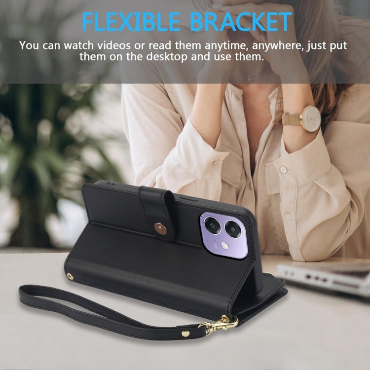 For OPPO A3 4G / 5G Global / A3X 4G / 5G India Rhombic Zipper Card Wallet Leather Phone Case with Lanyard