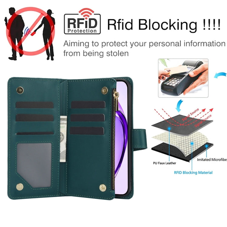 For OPPO A3 4G / 5G Global / A3X 4G / 5G India Rhombic Zipper Card Wallet Leather Phone Case with Lanyard