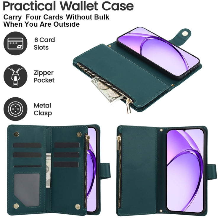 For OPPO A3 4G / 5G Global / A3X 4G / 5G India Rhombic Zipper Card Wallet Leather Phone Case with Lanyard