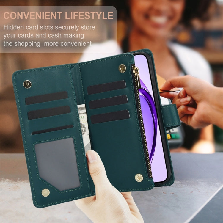 For OPPO A3 4G / 5G Global / A3X 4G / 5G India Rhombic Zipper Card Wallet Leather Phone Case with Lanyard