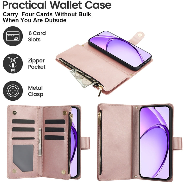 For OPPO A3 4G / 5G Global / A3X 4G / 5G India Rhombic Zipper Card Wallet Leather Phone Case with Lanyard