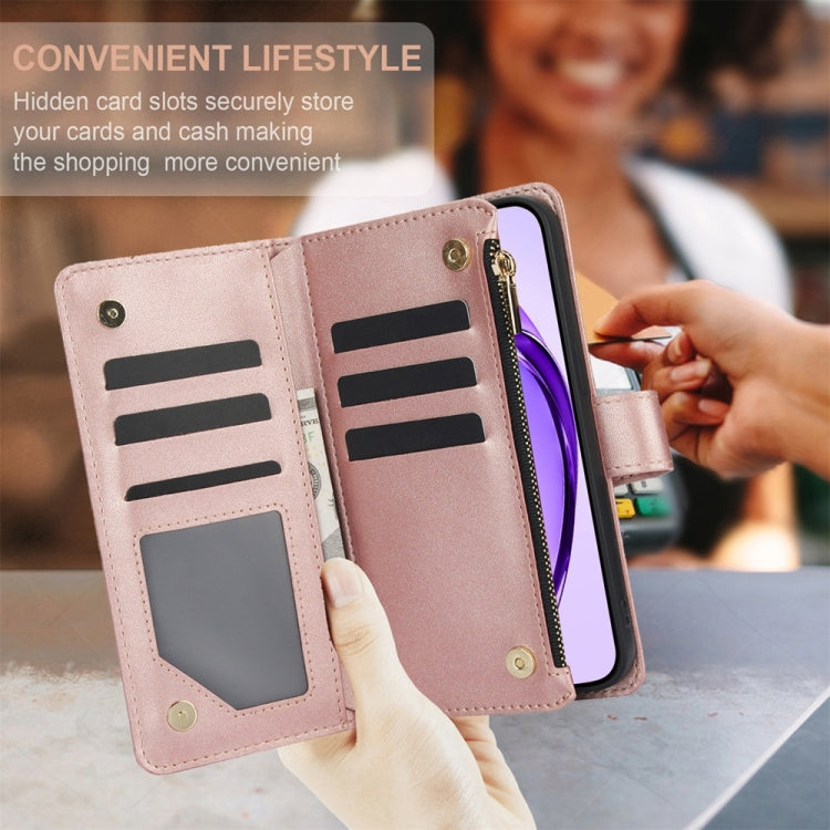 For OPPO A3 4G / 5G Global / A3X 4G / 5G India Rhombic Zipper Card Wallet Leather Phone Case with Lanyard