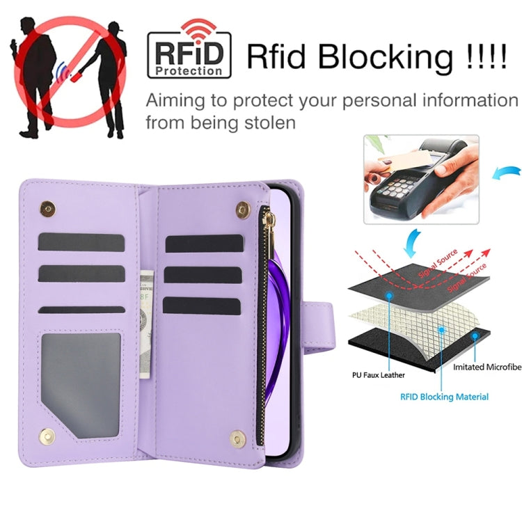 For OPPO A3 4G / 5G Global / A3X 4G / 5G India Rhombic Zipper Card Wallet Leather Phone Case with Lanyard