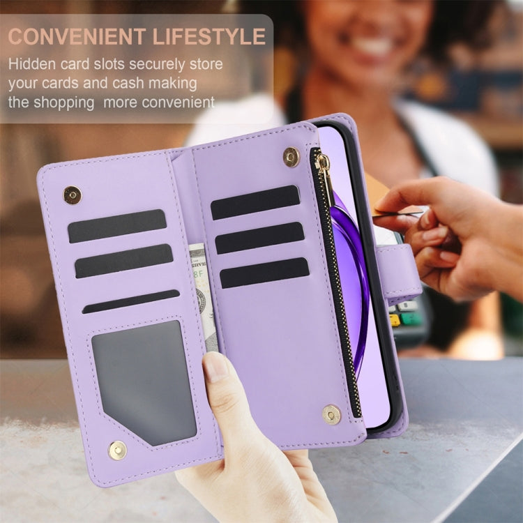 For OPPO A3 4G / 5G Global / A3X 4G / 5G India Rhombic Zipper Card Wallet Leather Phone Case with Lanyard