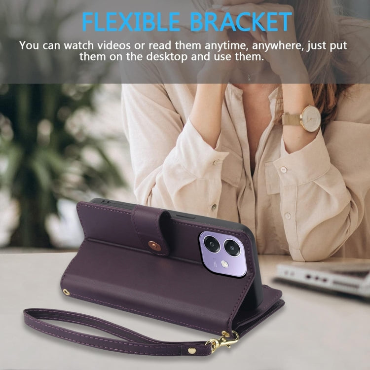 For OPPO A3 4G / 5G Global / A3X 4G / 5G India Rhombic Zipper Card Wallet Leather Phone Case with Lanyard