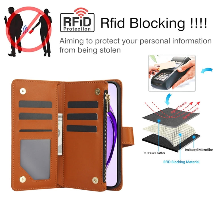 For OPPO A3 4G / 5G Global / A3X 4G / 5G India Rhombic Zipper Card Wallet Leather Phone Case with Lanyard