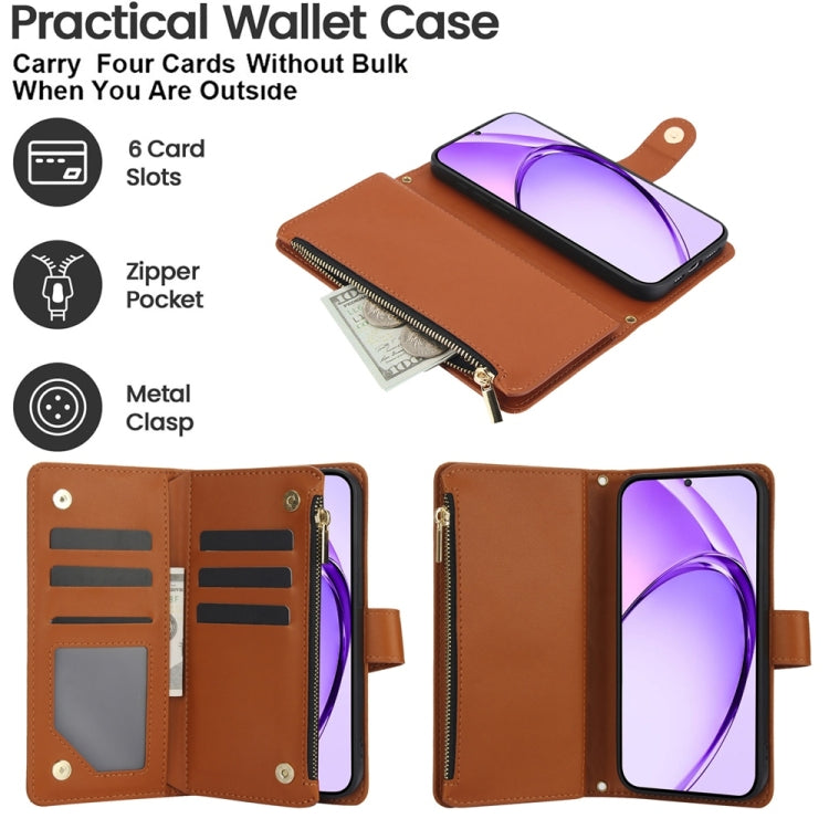 For OPPO A3 4G / 5G Global / A3X 4G / 5G India Rhombic Zipper Card Wallet Leather Phone Case with Lanyard
