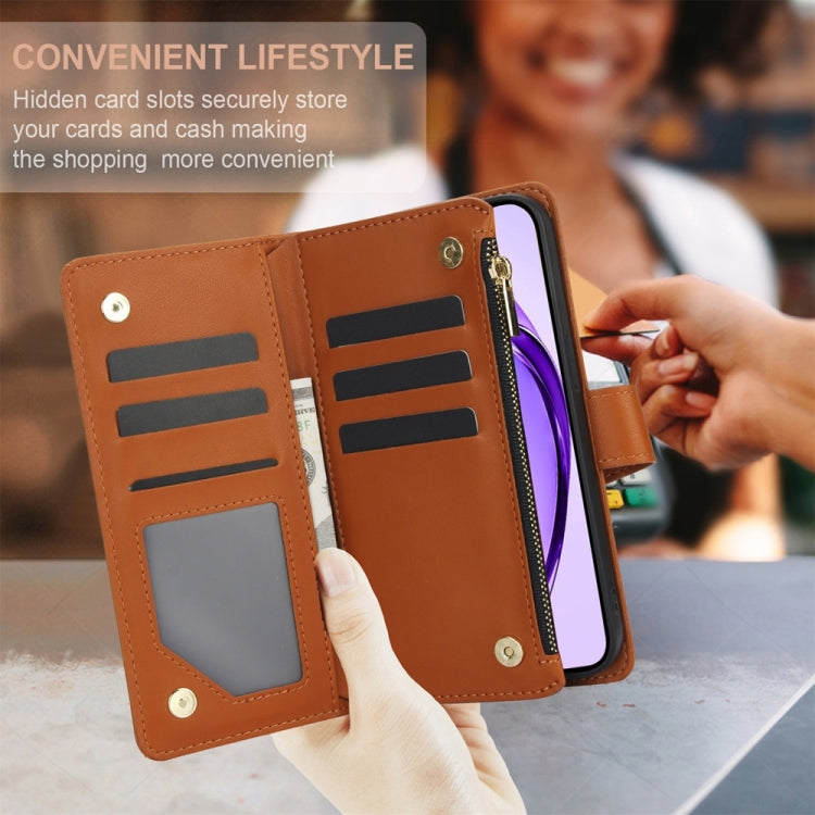 For OPPO A3 4G / 5G Global / A3X 4G / 5G India Rhombic Zipper Card Wallet Leather Phone Case with Lanyard