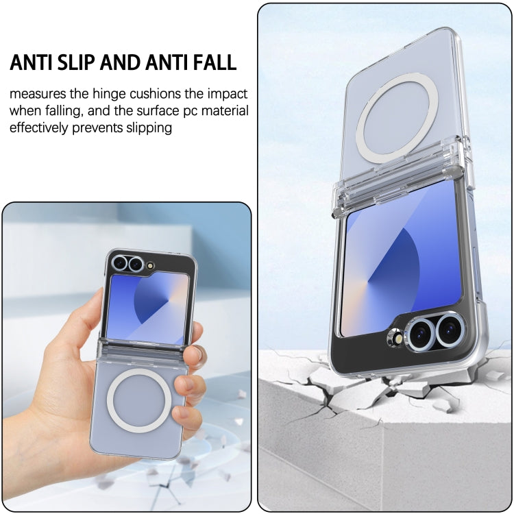 For Samsung Galaxy Z Flip6 / Flip7 FE Hinge MagSafe PC Full Coverage Phone Case - Transparent