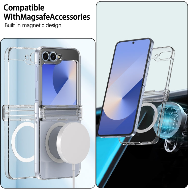 For Samsung Galaxy Z Flip6 / Flip7 FE Hinge MagSafe PC Full Coverage Phone Case - Transparent
