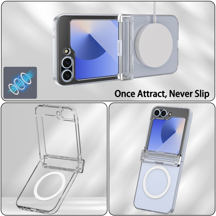 For Samsung Galaxy Z Flip6 / Flip7 FE Hinge MagSafe PC Full Coverage Phone Case - Transparent