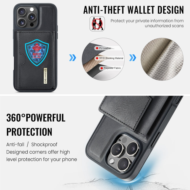 For iPhone 16 Pro Max DG.MING M6 Series RFID Tri-fold Card Bag Removable Leather Phone Case