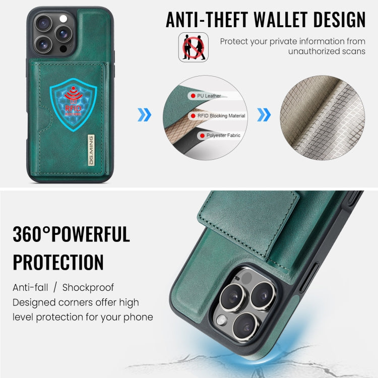 For iPhone 16 Pro DG.MING M6 Series RFID Tri-fold Card Bag Removable Leather Phone Case