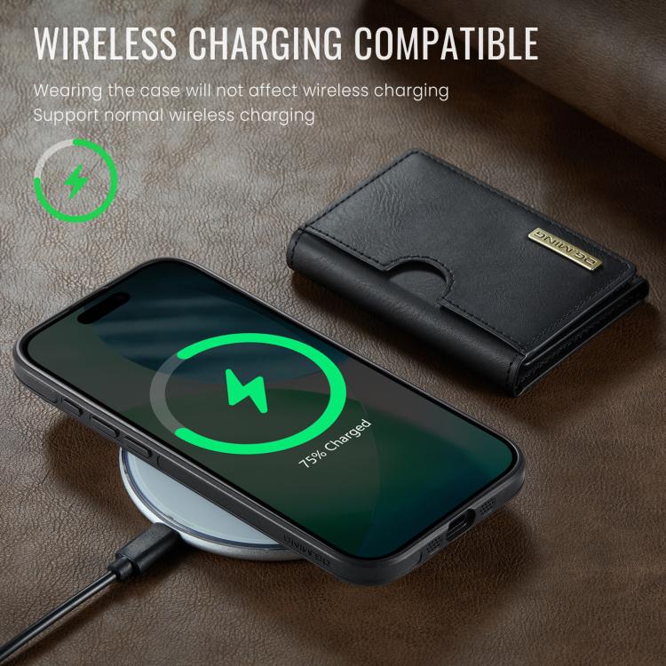 For iPhone Air DG.MING M6 Series RFID Tri-fold Card Bag Removable Leather Phone Case