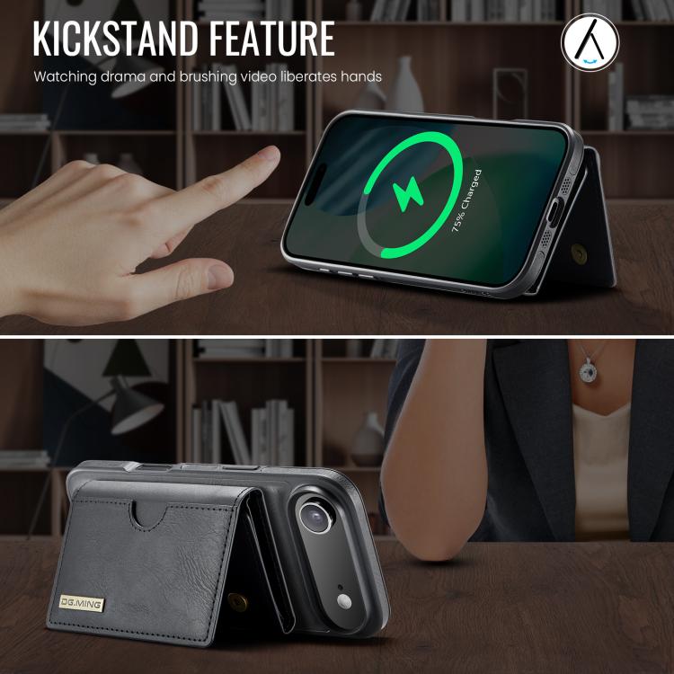 For iPhone Air DG.MING M6 Series RFID Tri-fold Card Bag Removable Leather Phone Case