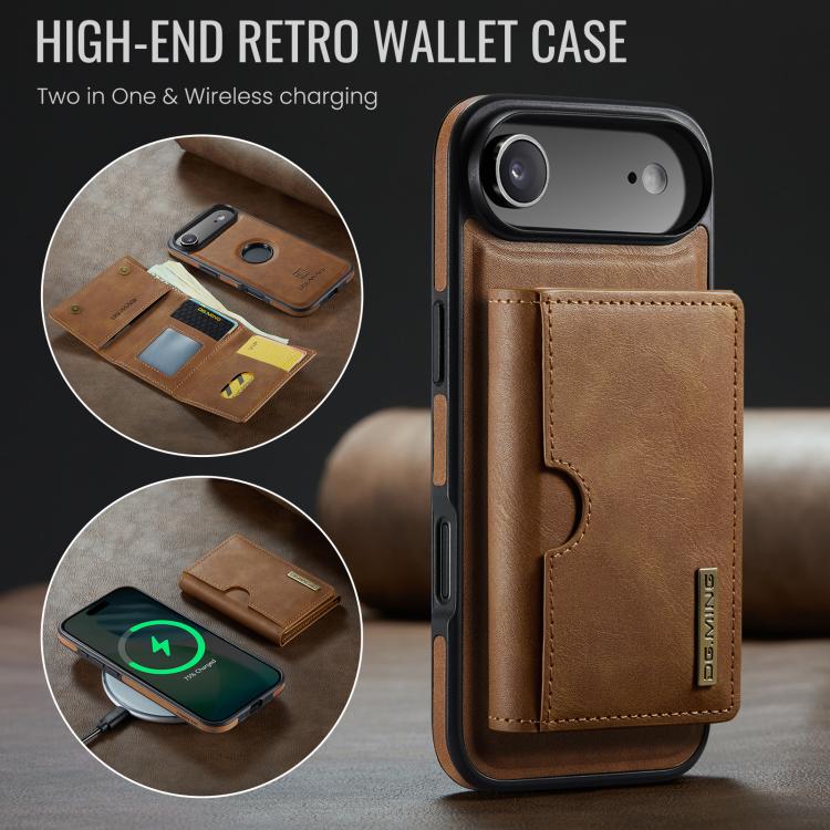 For iPhone Air DG.MING M6 Series RFID Tri-fold Card Bag Removable Leather Phone Case