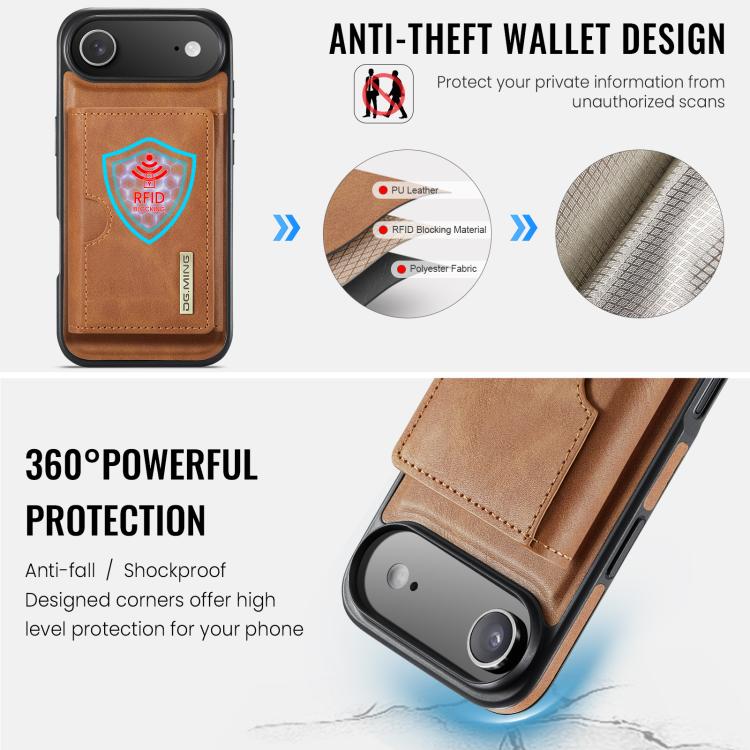For iPhone Air DG.MING M6 Series RFID Tri-fold Card Bag Removable Leather Phone Case