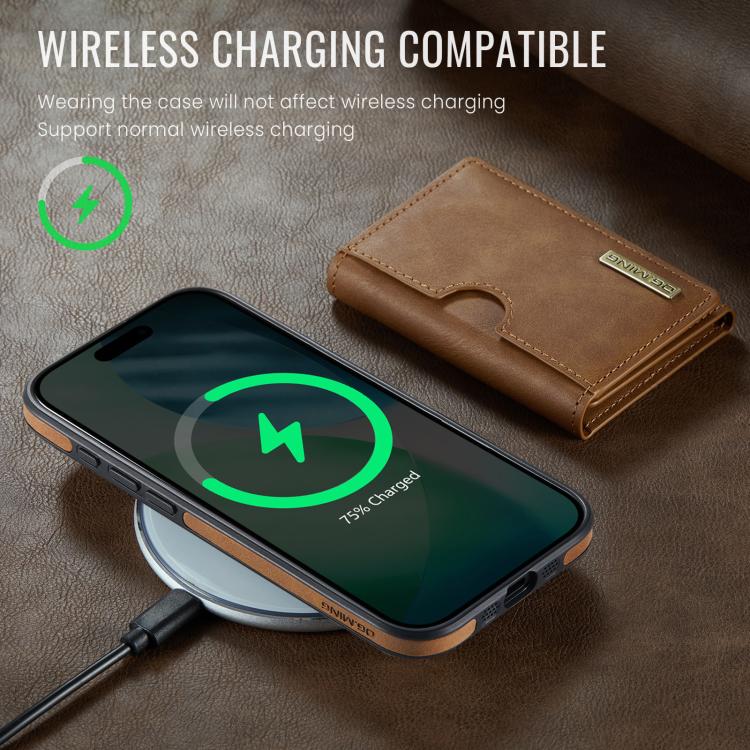 For iPhone Air DG.MING M6 Series RFID Tri-fold Card Bag Removable Leather Phone Case
