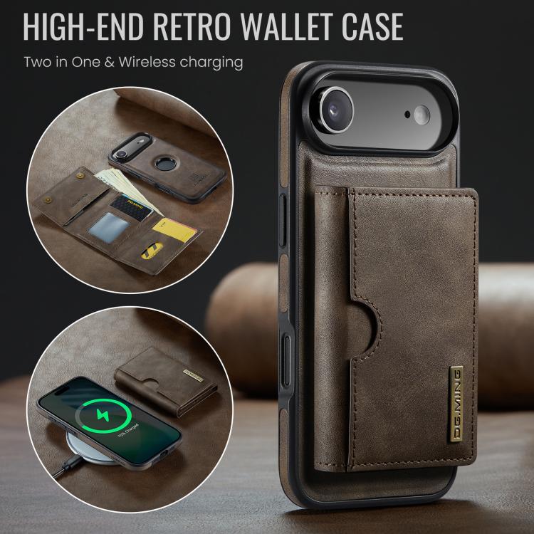 For iPhone Air DG.MING M6 Series RFID Tri-fold Card Bag Removable Leather Phone Case