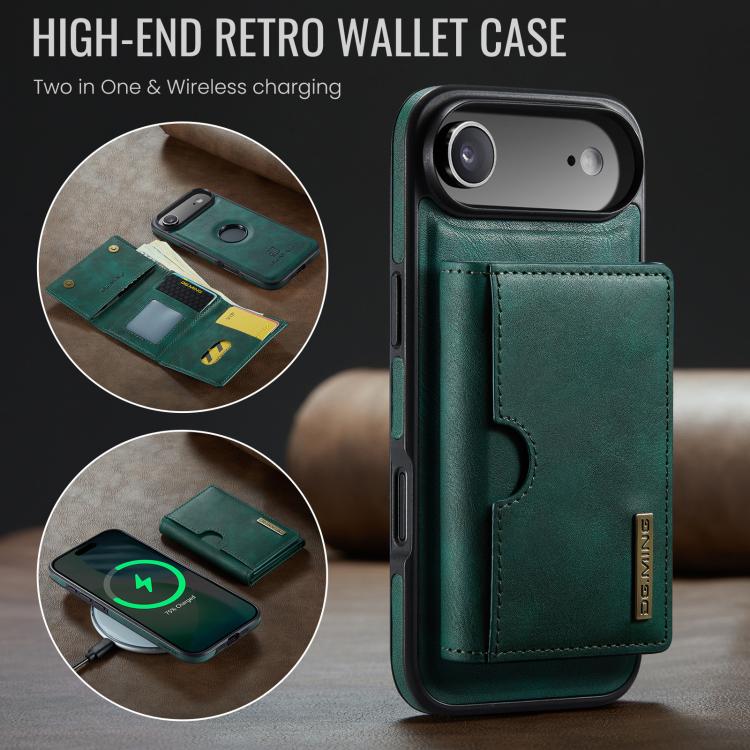 For iPhone Air DG.MING M6 Series RFID Tri-fold Card Bag Removable Leather Phone Case