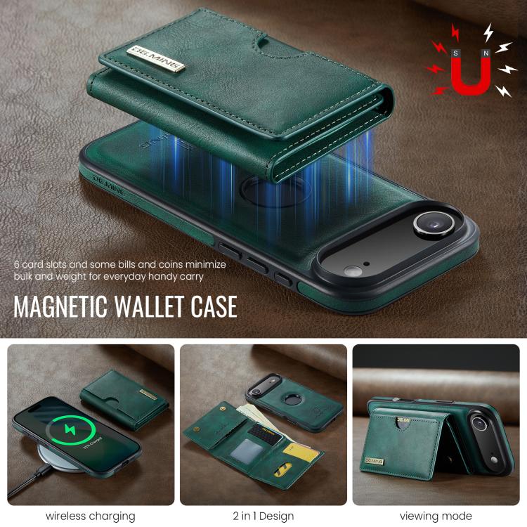 For iPhone Air DG.MING M6 Series RFID Tri-fold Card Bag Removable Leather Phone Case