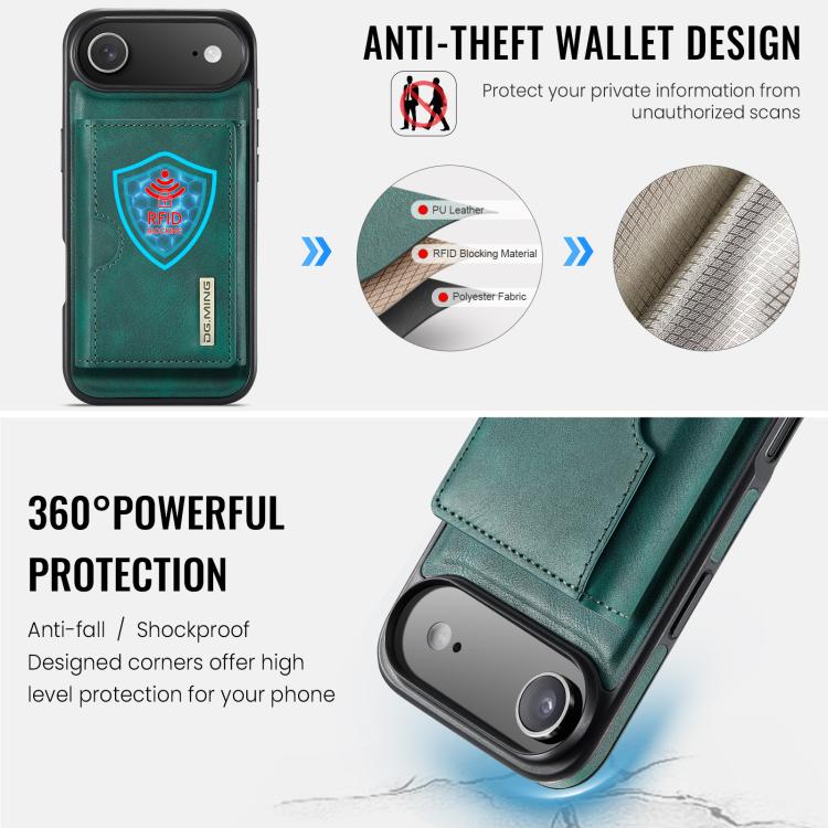 For iPhone Air DG.MING M6 Series RFID Tri-fold Card Bag Removable Leather Phone Case