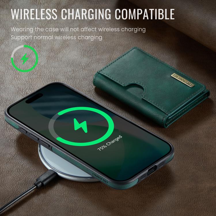 For iPhone Air DG.MING M6 Series RFID Tri-fold Card Bag Removable Leather Phone Case