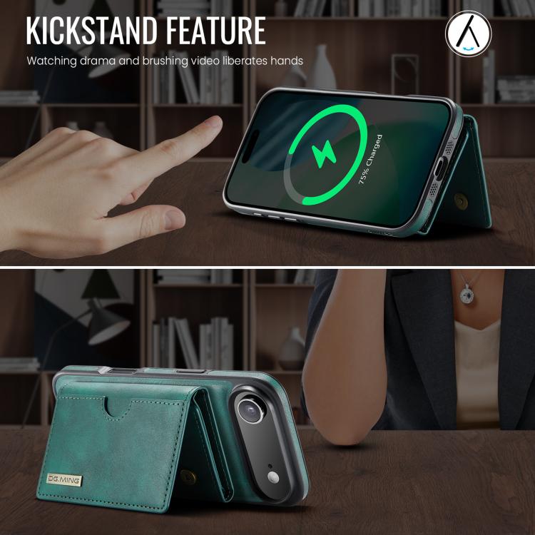 For iPhone Air DG.MING M6 Series RFID Tri-fold Card Bag Removable Leather Phone Case