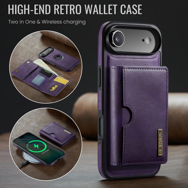 For iPhone Air DG.MING M6 Series RFID Tri-fold Card Bag Removable Leather Phone Case