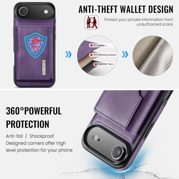 For iPhone Air DG.MING M6 Series RFID Tri-fold Card Bag Removable Leather Phone Case