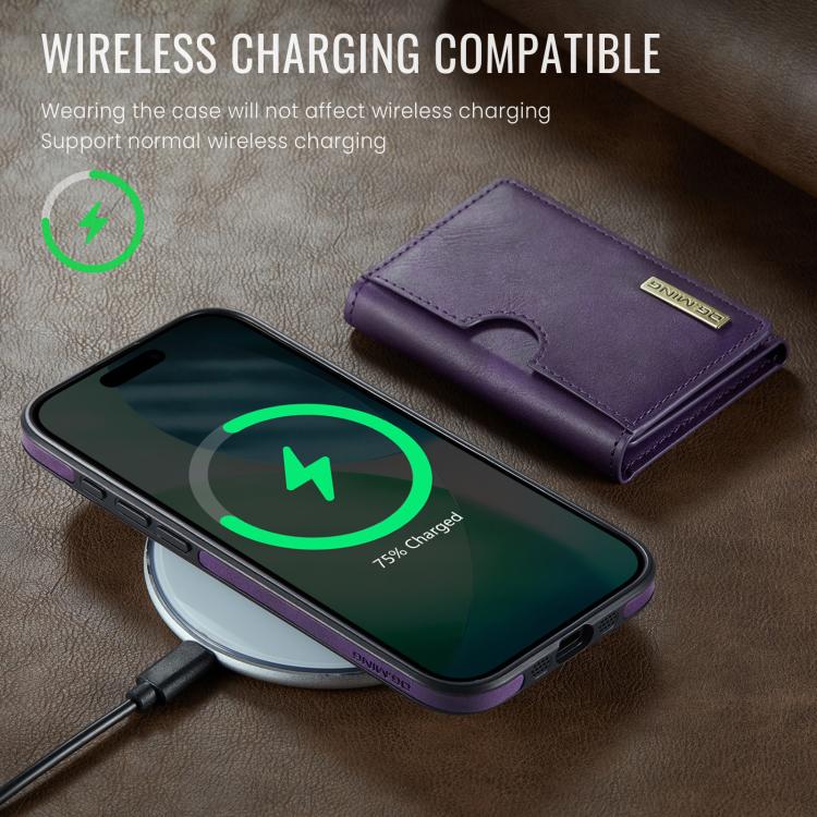 For iPhone Air DG.MING M6 Series RFID Tri-fold Card Bag Removable Leather Phone Case