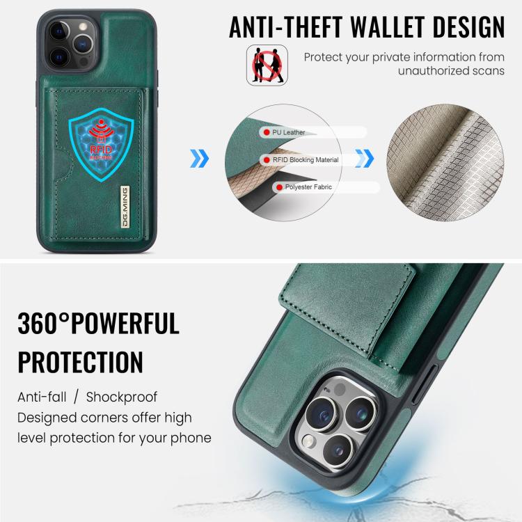 For iPhone 12 Pro DG.MING M6 Series RFID Tri-fold Card Bag Removable Leather Phone Case