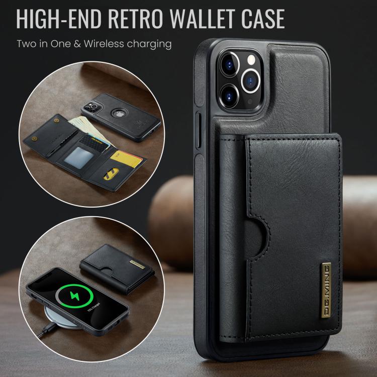 For iPhone 11 Pro Max DG.MING M6 Series RFID Tri-fold Card Bag Removable Leather Phone Case