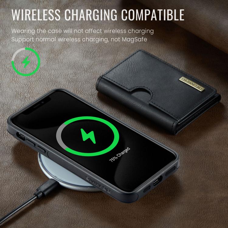 For iPhone 11 Pro Max DG.MING M6 Series RFID Tri-fold Card Bag Removable Leather Phone Case