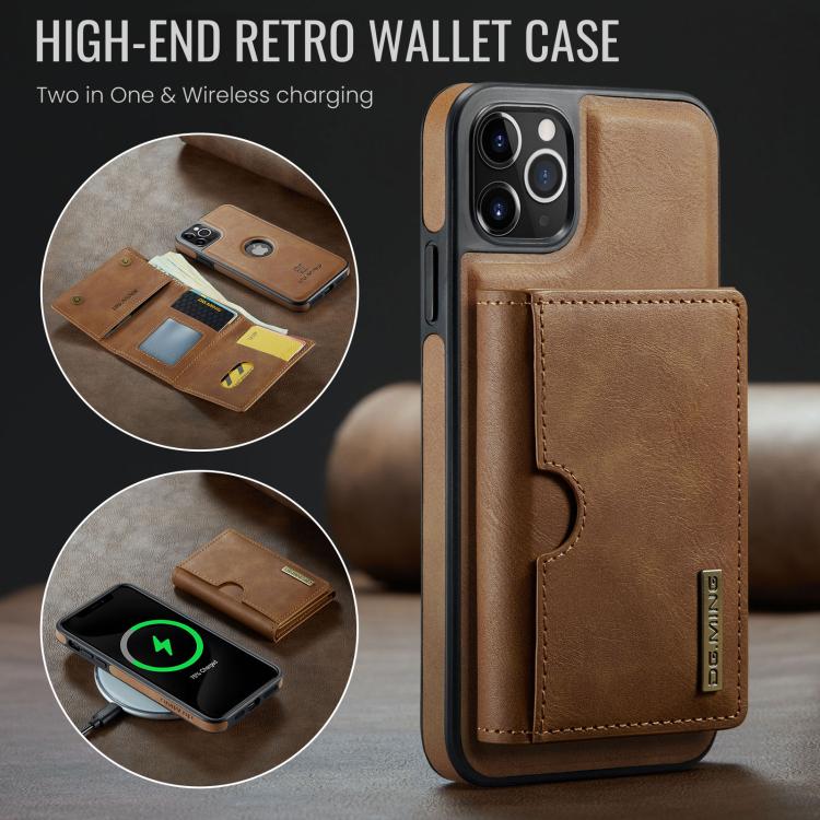 For iPhone 11 Pro Max DG.MING M6 Series RFID Tri-fold Card Bag Removable Leather Phone Case