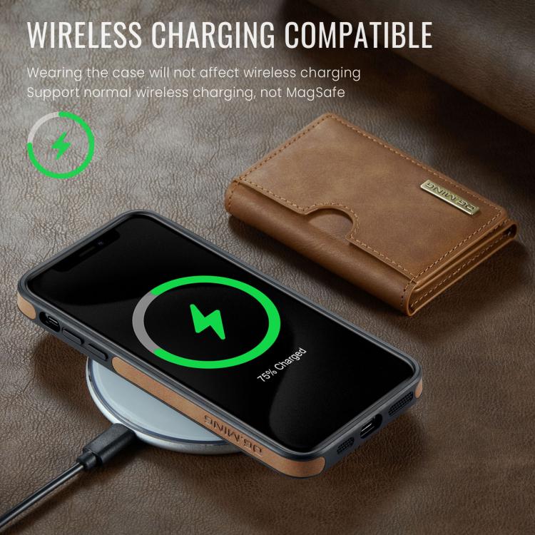 For iPhone 11 Pro Max DG.MING M6 Series RFID Tri-fold Card Bag Removable Leather Phone Case