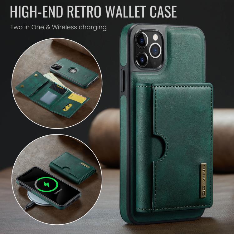 For iPhone 11 Pro Max DG.MING M6 Series RFID Tri-fold Card Bag Removable Leather Phone Case