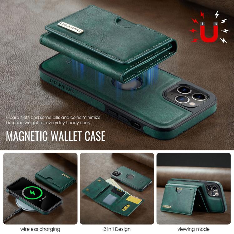For iPhone 11 Pro Max DG.MING M6 Series RFID Tri-fold Card Bag Removable Leather Phone Case