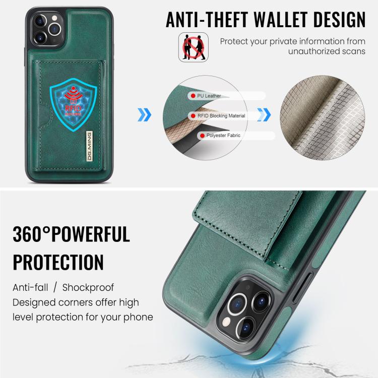 For iPhone 11 Pro Max DG.MING M6 Series RFID Tri-fold Card Bag Removable Leather Phone Case
