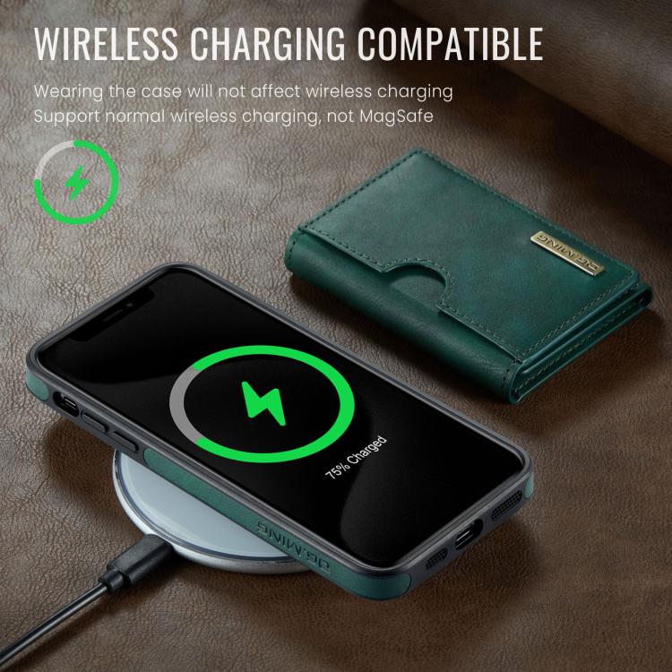 For iPhone 11 Pro Max DG.MING M6 Series RFID Tri-fold Card Bag Removable Leather Phone Case